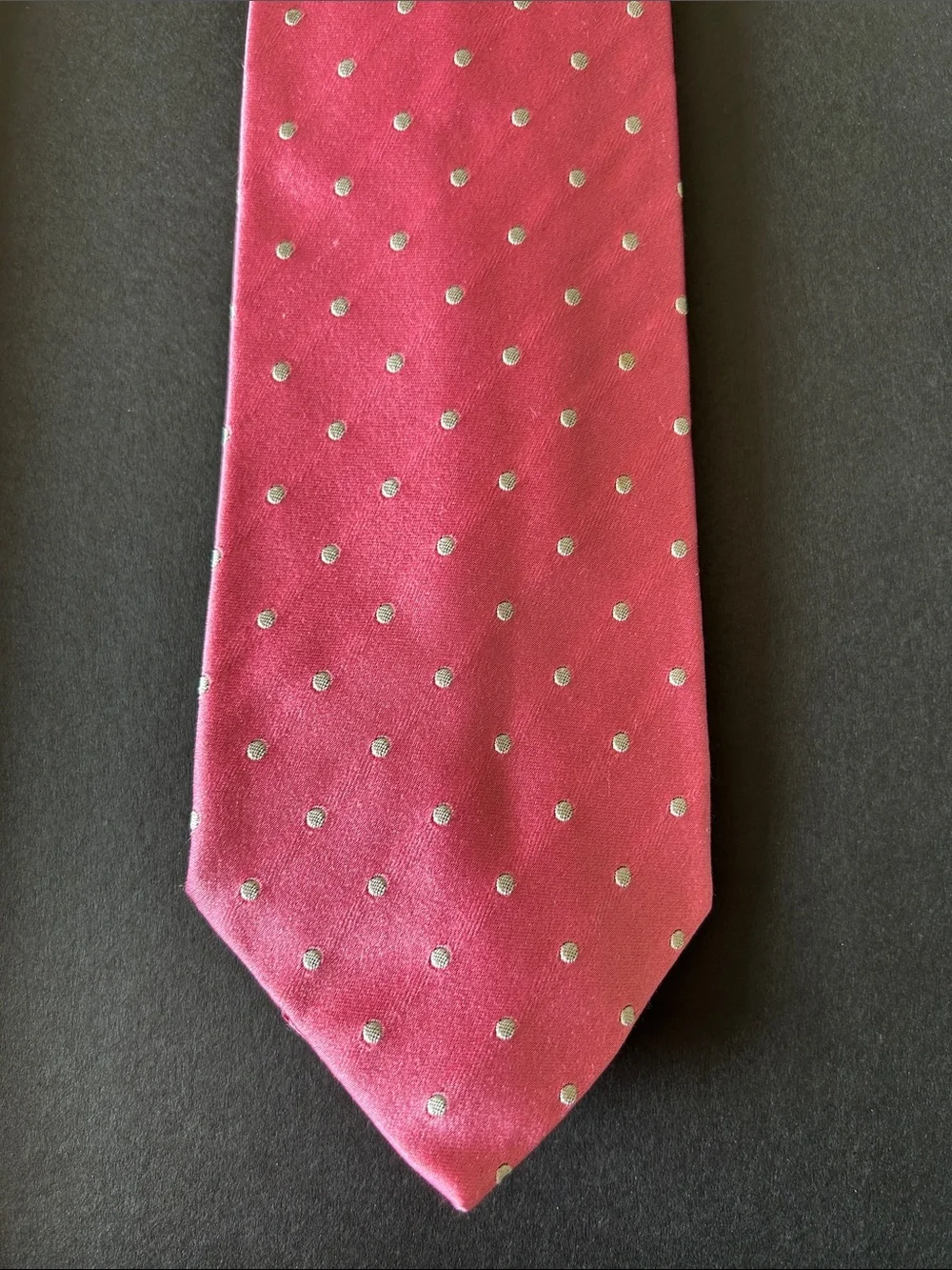 Ralph Lauren Purple Label Pink Silk Tie with Silver Polka Dots